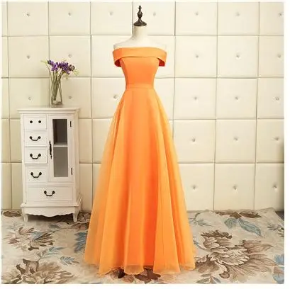 orange Vestidos de dama de honor largo новые атласные тюлевые Платья для подружек невесты в 5 стилях оранжевые дешевые платья до 50 pretty abito damigella - Цвет: orange