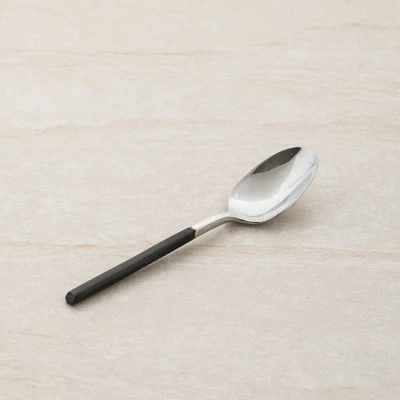 Столовые ложки из нержавеющей стали 304 черная ручка высококачественный