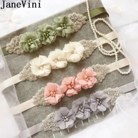 janevini elegant pearl bead belt for prom party wedding dress luxury white wedding belt crystal flower rhinestone ribbon sashes
