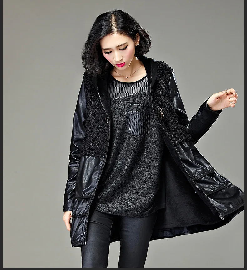 2016 Осень Зима Женский трапециевидный Тренч модные женские туфли PU Одежда с