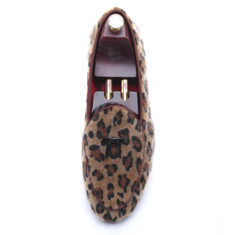 Jeder Schuh/Новое поступление мужские леопардовые бархатные туфли ручной работы с