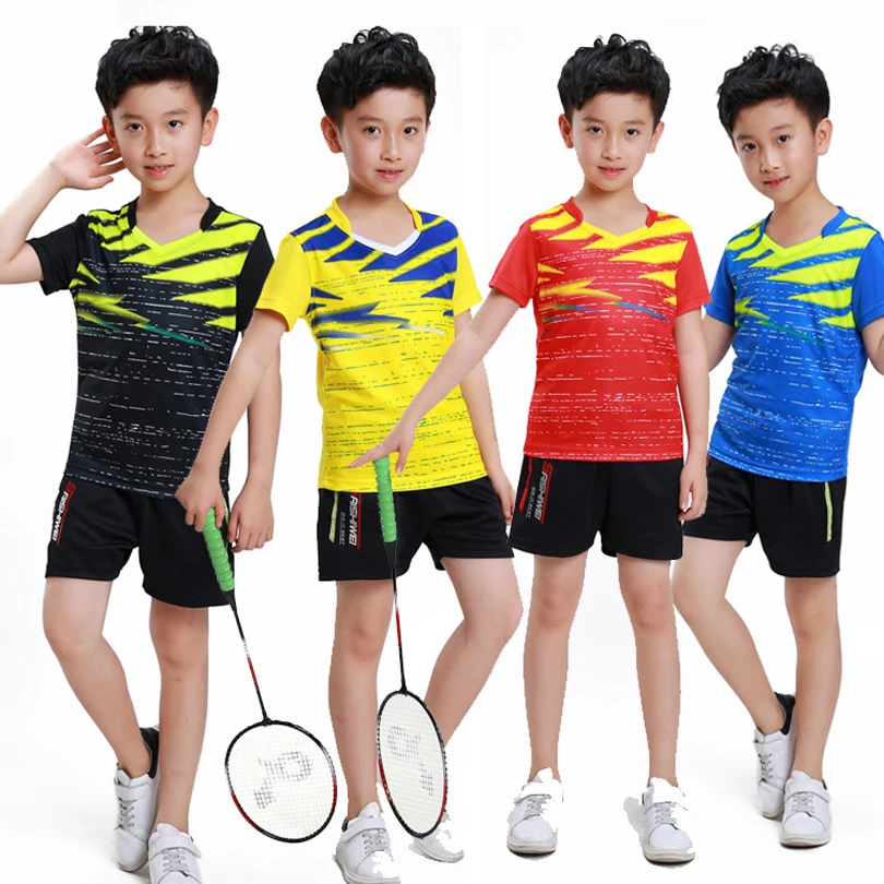

BOY Badminton wear short-sleeve shirt suit Kid Table Tennis t shirt clothes,child breathable Tennis shirts shorts tracksuit Sets