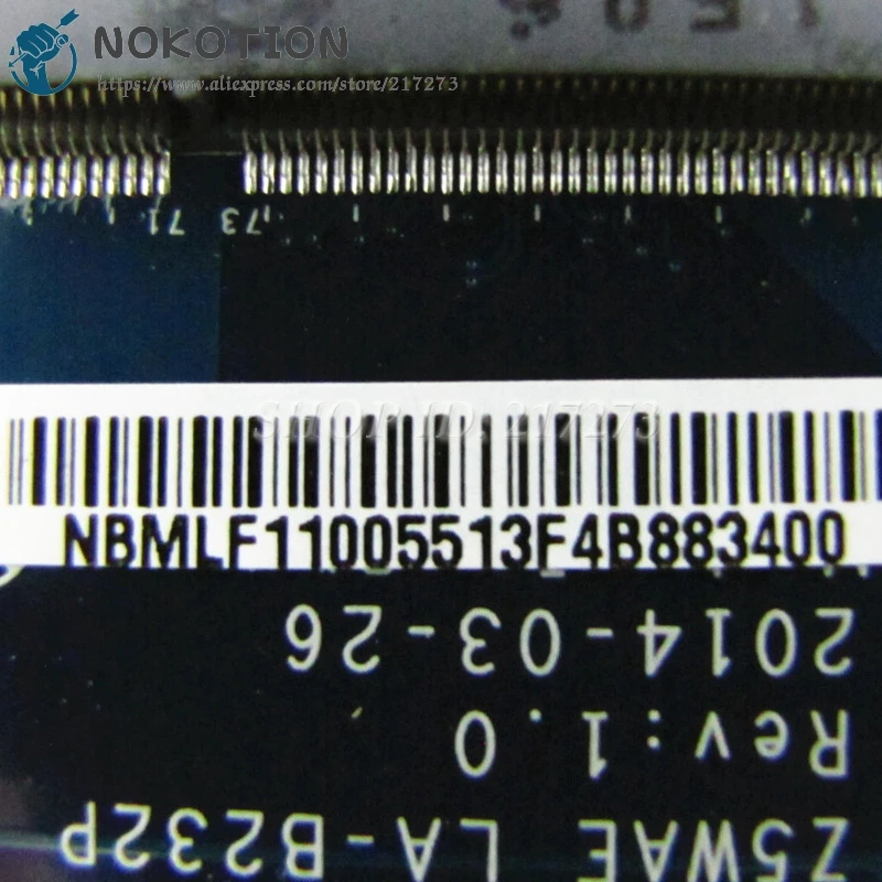 NOKOTION NBMLF11005 NB.MLF11.005 для Acer aspire E5-521 Материнская плата ноутбука Z5WAE LA-B232P DDR3 A8-6410