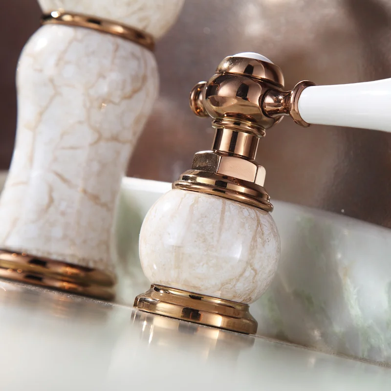 Античное розовое золото с нефритовым мрамором ванная комната смеситель для