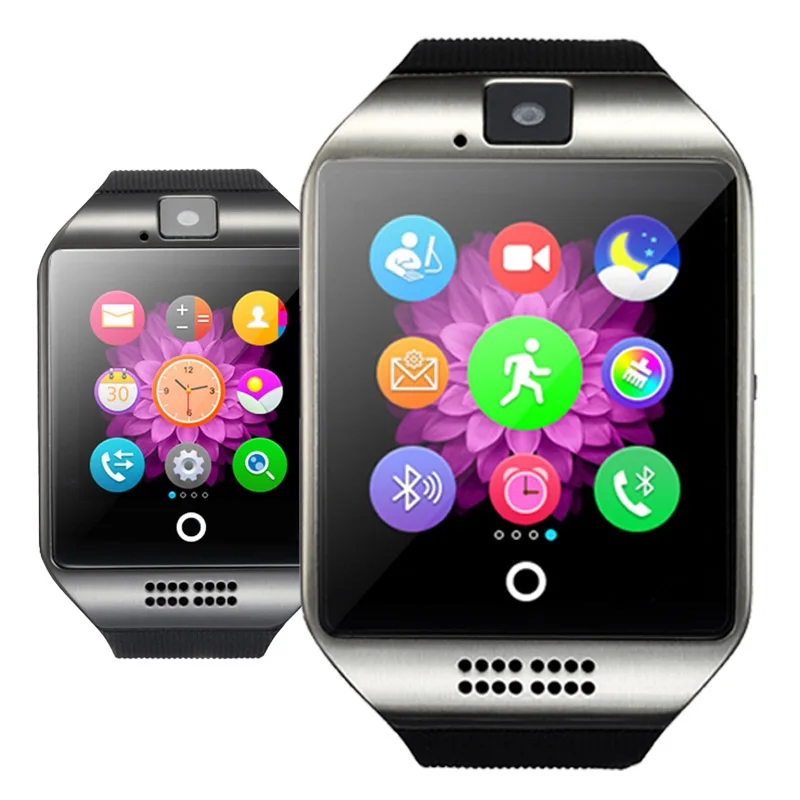 Bluetooth Смарт часы Q18 с камерой Facebook Whatsapp Twitter Синхронизация SMS Smartwatch поддержка sim