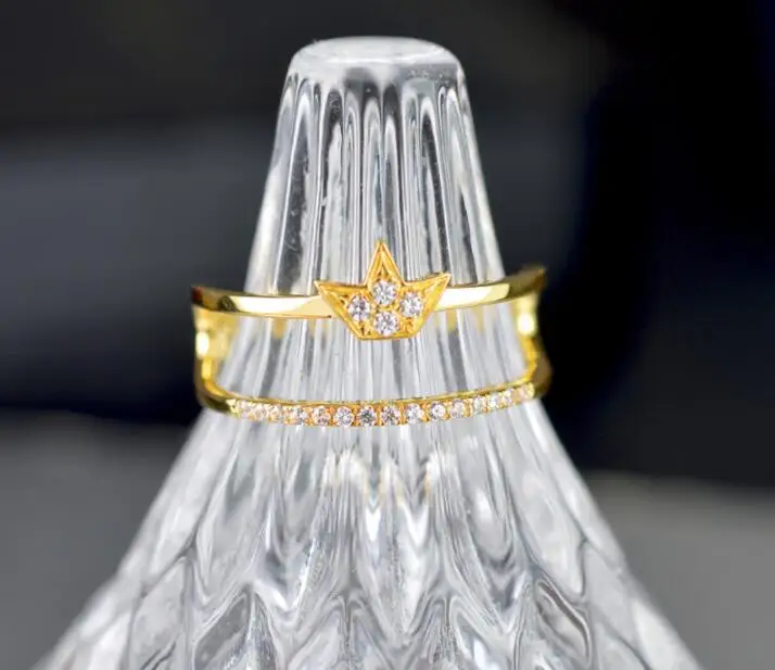 Hot sale Pure AU750 Yellow Gold Crown Cubin Zirconia Ring 2.4g size US 7 | Украшения и аксессуары