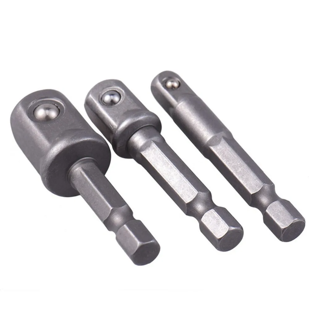 

3pcs/set Chrome Vanadium Steel Socket Adapter Hex Shank to Square Extension Drill tightly Bits Bar Hex Set Tools