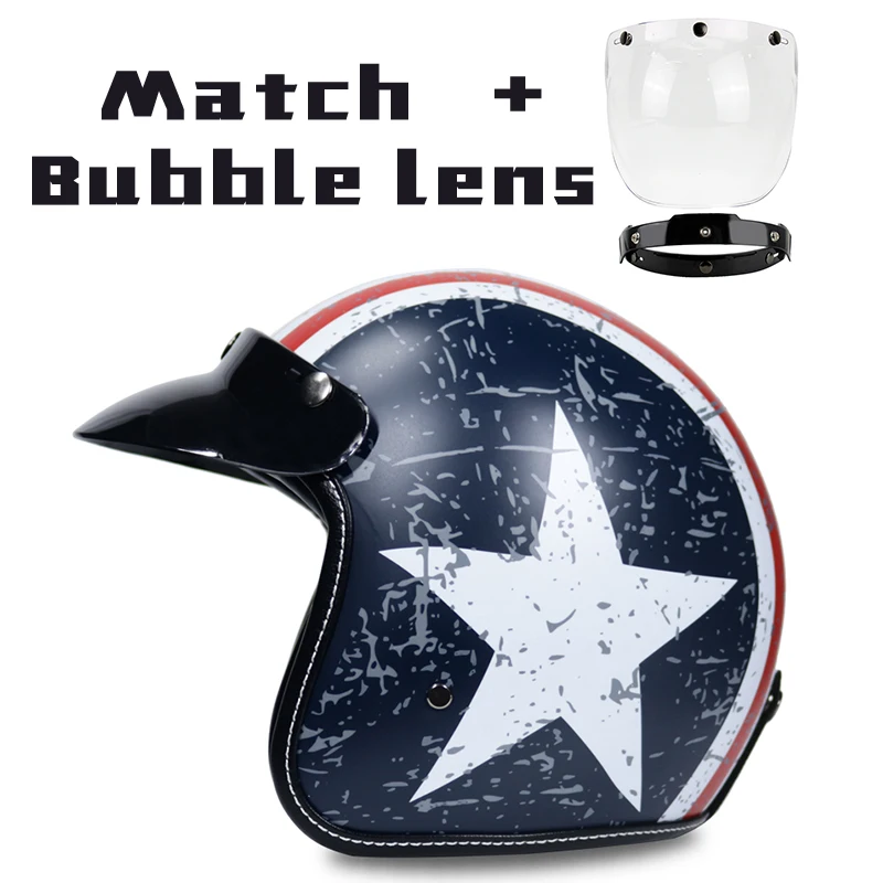 Винтажный мотоциклетный шлем с открытым лицом в стиле ретро 3/4|winter motorcycle