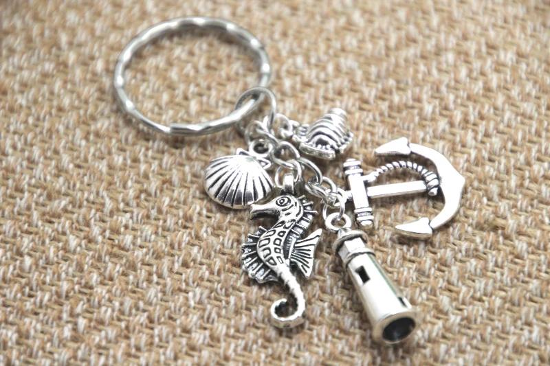 12 шт Пляжный брелок рыба якорь маяк с ракушками и подвеска &quotМорской конек&quot