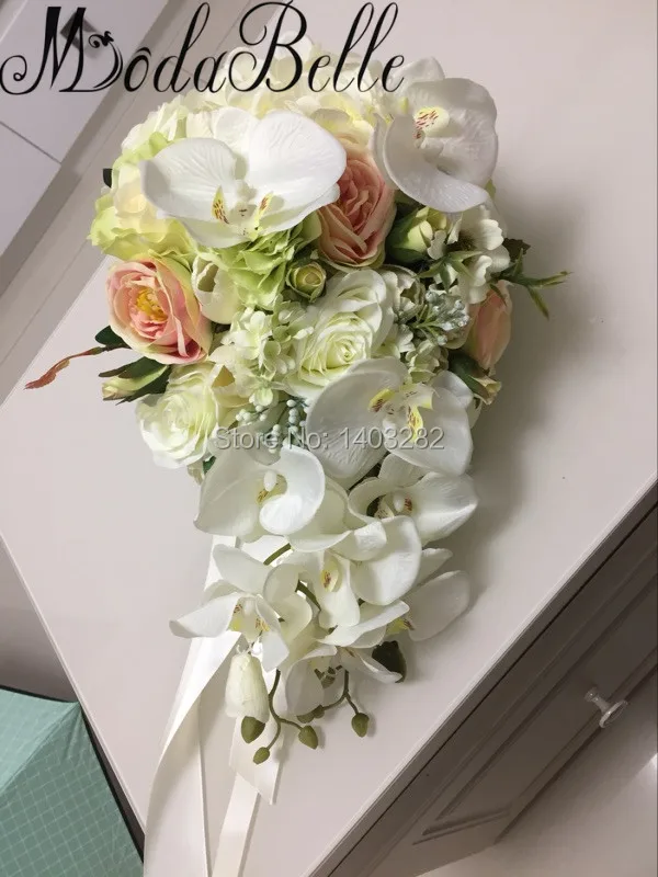 Новинка в сельском стиле водопад свадебные цветы искусственные орхидеи розы фотоальбом для невесты Ramos De