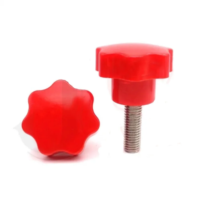 

2Pcs M5 Red Seven stars corners Plum blossom Torx T&TX Plastic head Hand screw stainless steel handle rotate bolt 10mm-50mm L