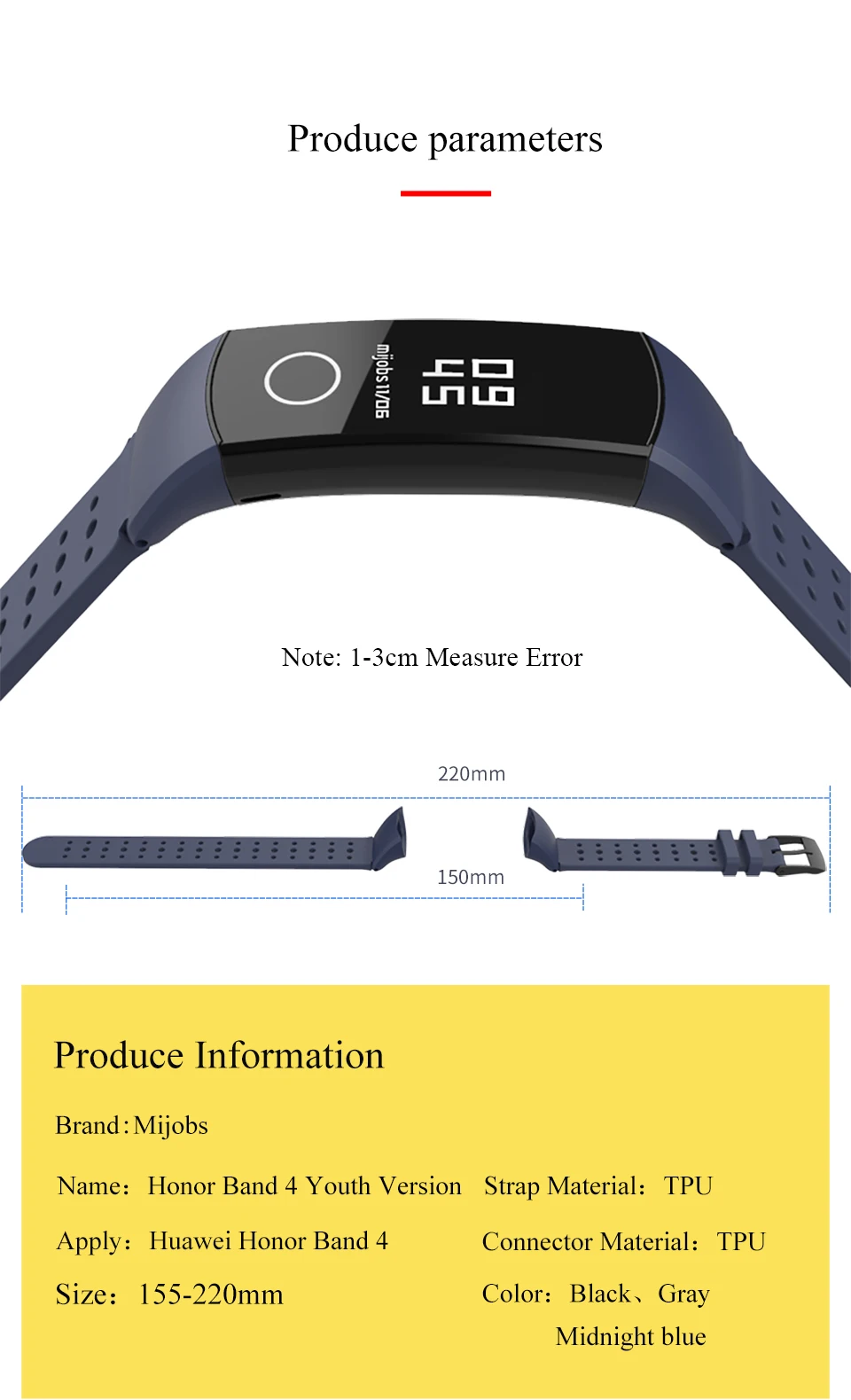 Mijobs силиконовый ремешок для huawei Honor Band 4 5 стандартная версия Смарт-Браслет спортивный браслет для Correa Honor Band 4 5