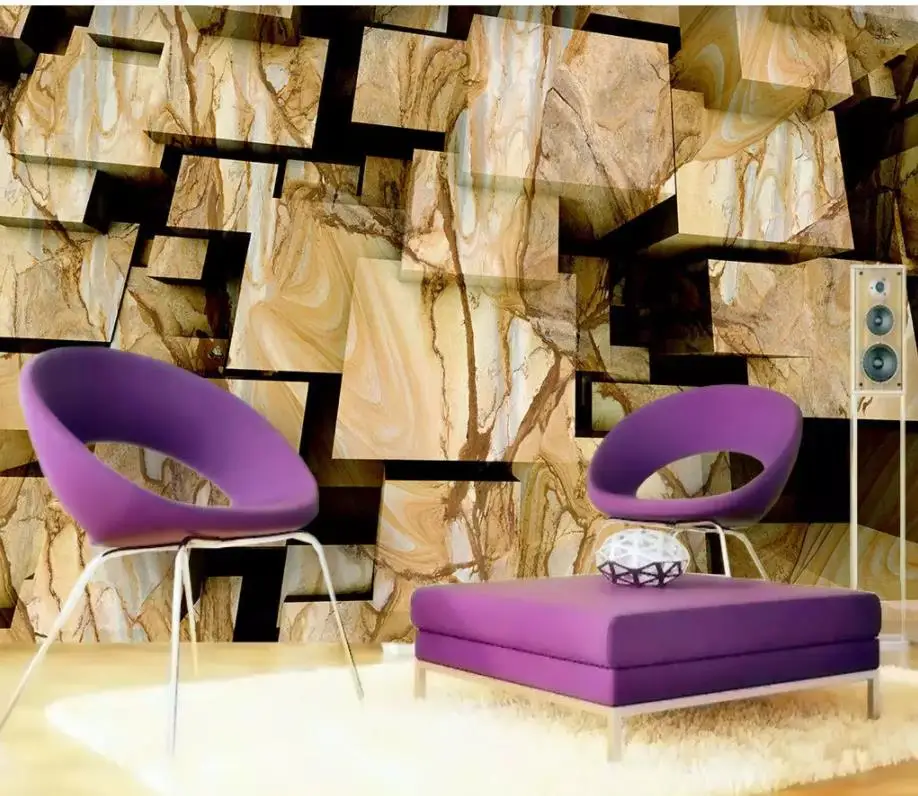 3D Wallpaper Custom Any Size Mural Marble space three-dimensional square modern background wall TV | Обустройство дома