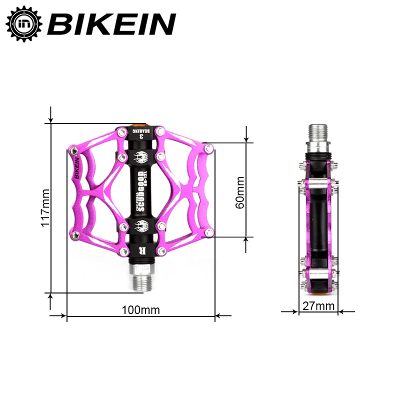 Bikein Велоспорт MTB BMX Плоские Педали Алюминий ЧПУ 3 герметичный Подшипник платформы Педали для автомобиля для дорожного горный велосипед Запчасти для велосипедов 4 цвета