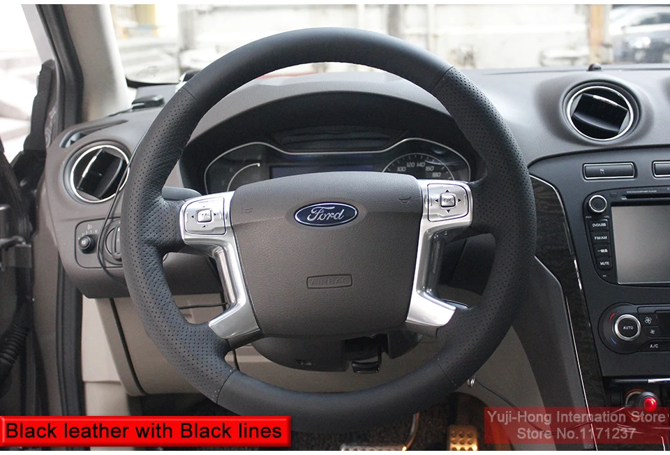PONSNY искусственная кожа Чехлы рулевого колеса автомобиля чехол для Ford MONDEO 2007-2012 CHIA-X S-MAX 2007 сшитый вручную чехол