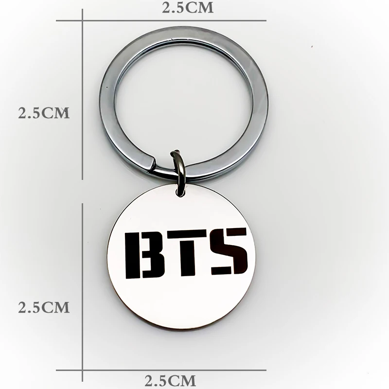 Серебряный металлический круглый брелок BTS вырезание букв из нержавеющей стали кулон брелок круглый Сплит Брелок llaveros para mujer hombre