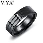 V.YA 2018 Новые черные мужские кольца 100% титановая сталь мужские Индивидуальные гравировки ювелирные изделия обручальные кольца модные классические парень подарок
