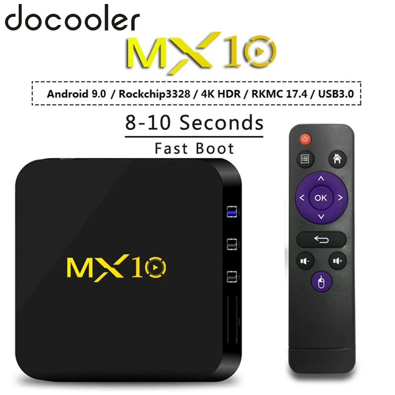 Docooler MX10 WiFi ТВ приставка 4K приставка RK3328 Android 9,0 USB3.0 32GB64GB Смарт ТВ приставка HD медиаплеер для Smart Android tv