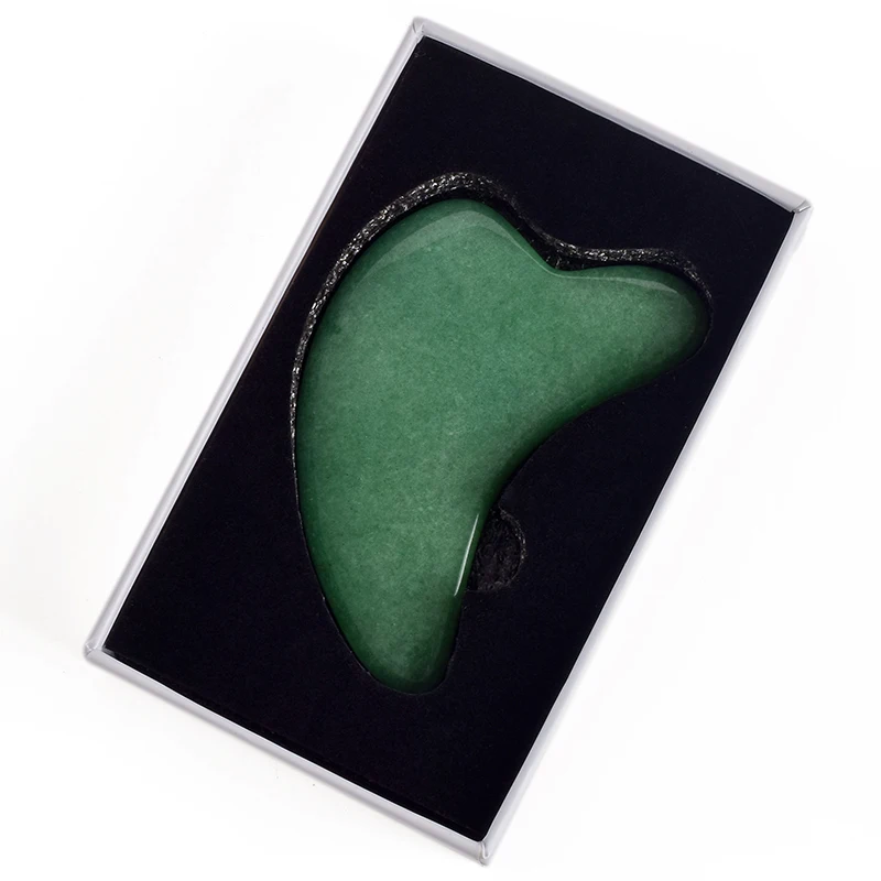 

1pc Facial Jade Massager Natural Green Aventurine Gua Sha Tool Back Face Head Foot Scratch Acupuntura Massage Stone Therapy Box