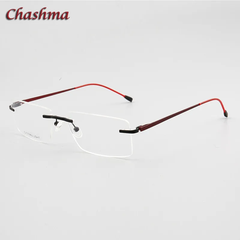 Black with Red Chashma, дизайнерские очки, оптические, по рецепту, титановая оправа для мужчин, без оправы, светильник, для очков, шарнир, качественная оправа для очков, для мужчин - Цвет оправы: Black with Red