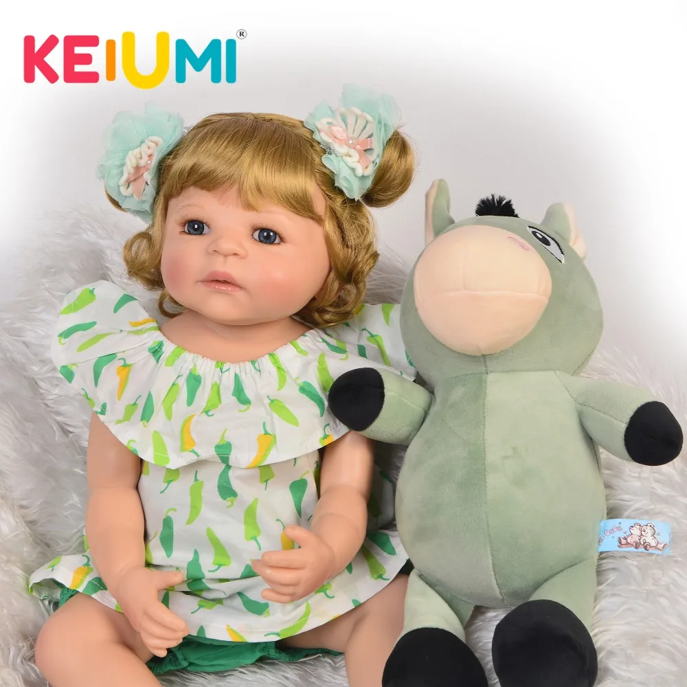 Реалистичный KEIUMI 22 ''полный силиконовый винил Reborn Baby Doll девочка с коровой