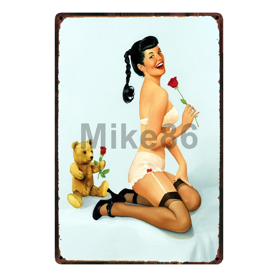 [Mike86] Pin up Fin сексуальный оловянный знак подарок настенные постеры художественная