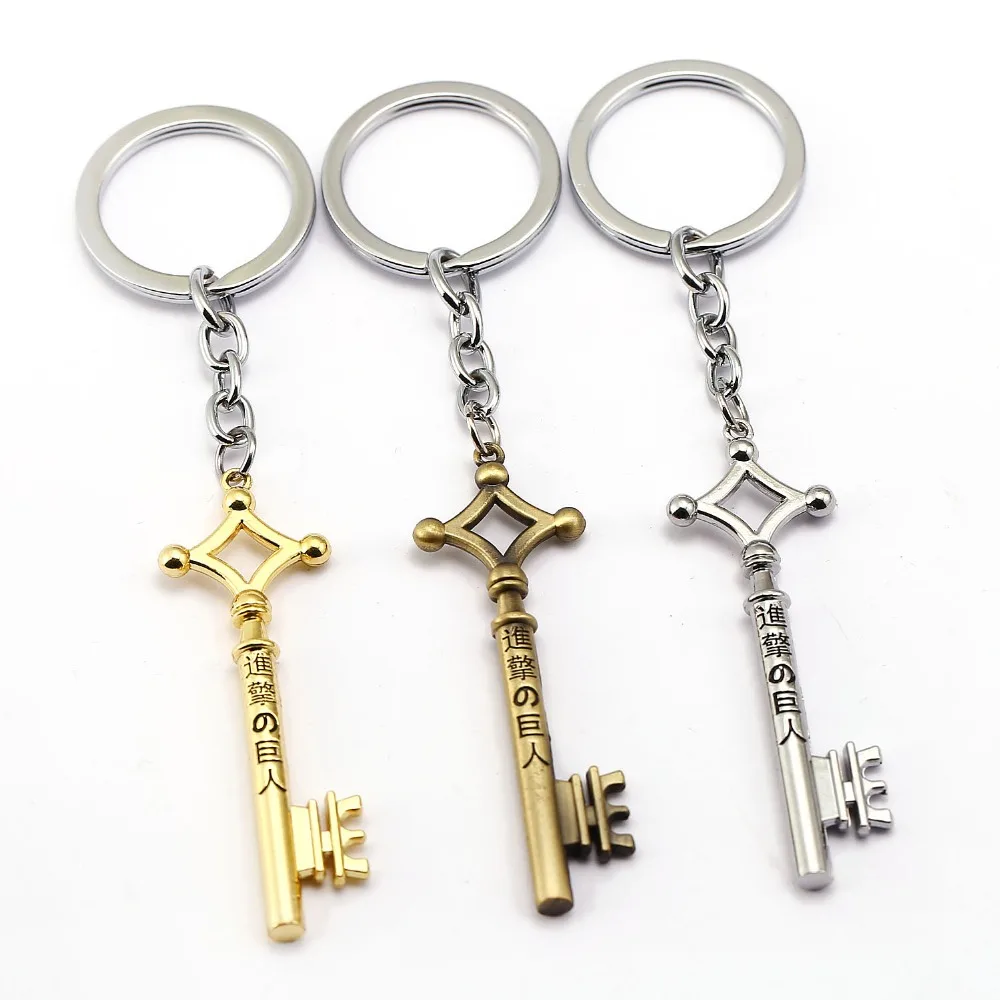 

Hot Anime Attack on Titan Keychain Key Shape 3 colors Key Ring Holder Chaveiro Key Chain for car Fashion Jewelry