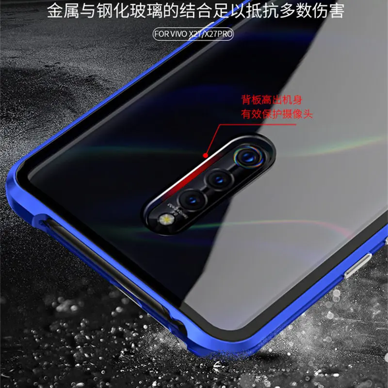 Роскошная Магнитная Крышка для Vivo X27 Pro iQOO X23 металлический бампер передняя +