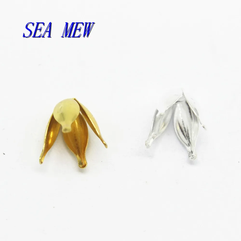 Металлические медные колпачки для бусин SEA MEW 10*13 мм золотого серебряного цвета