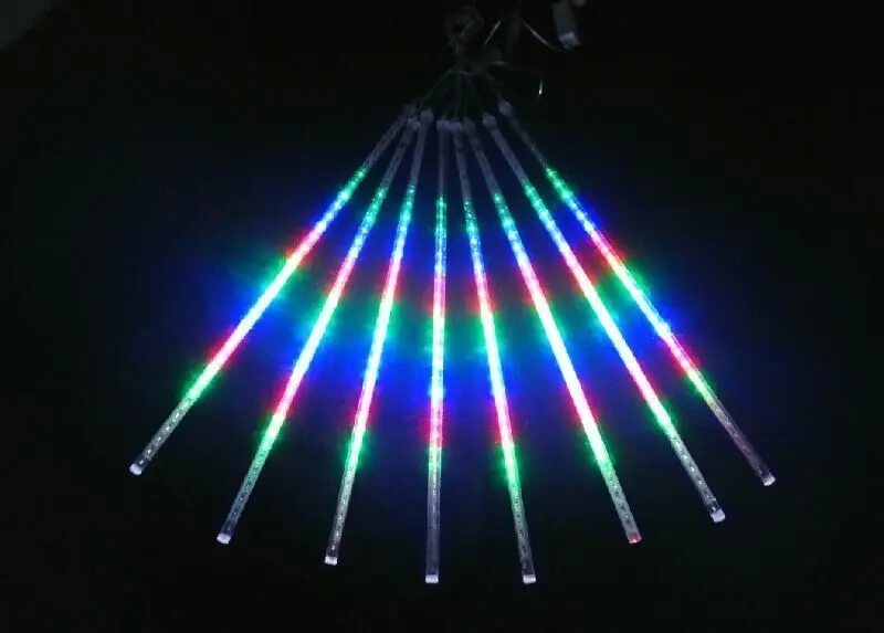 colorful Dcoo 30 см, 8 трубок, метеоритный дождь, дождевые огни, капля/сосулька, капля дождя, Водонепроницаемые огни для свадьбы, украшения рождественской елки - Испускаемый цвет: colorful