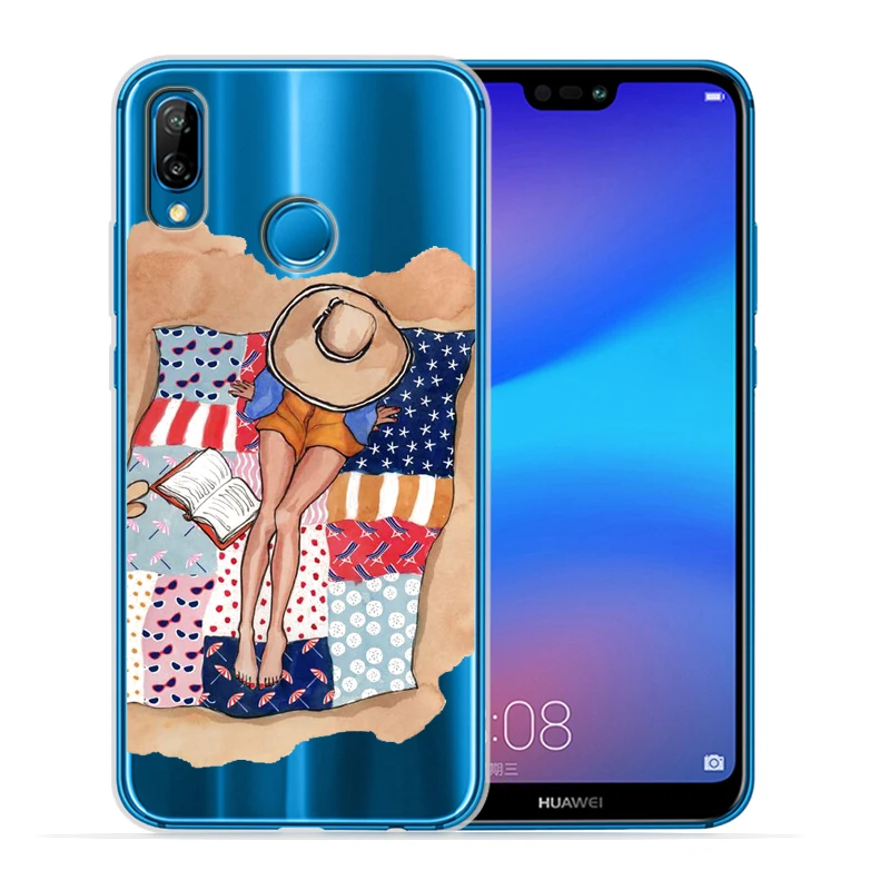 Модный мягкий силиконовый чехол для девушек телефона Huawei P20 Lite Pro P30 P8Lite P9Lite 2017 P Smart