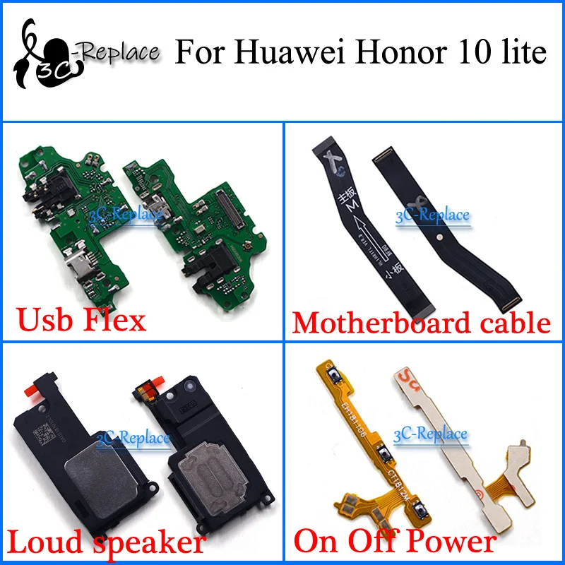Для huawei honor 10 lite/для huawei honor 10 Youth Usb гибкий кабель для материнской платы громкий динамик вкл/выкл гибкий кабель питания