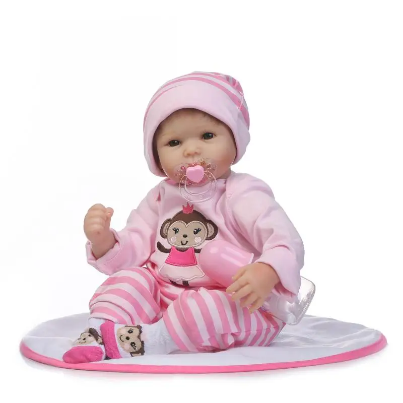 

52cm Reborn silicone Baby Dolls Toy pink outfit collectible bb reborn dolls Birthday handmade Xmas Gift Play House Bonecas