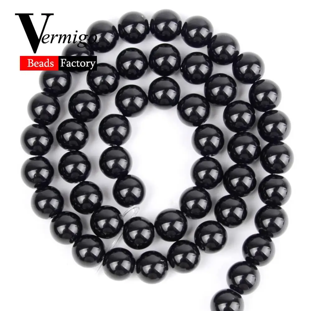 Smooth Black Agate Натуральный микс драгоценных камней, Агаты, минералы, бусины, аметисты, лазурит, круглые бусины для браслета, изготовления ювелирных изделий, 4-12 мм, сделай сам - Цвет: Smooth Black Agate