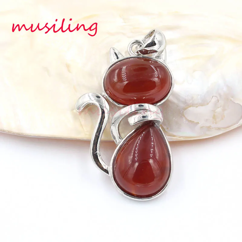 Natural Gem Stone Cartoon Cat Pendants Reiki Pendulum Charms Healing Chakra Amulet Europe Fashion Jewelry For Womens 1Pcs | Украшения и