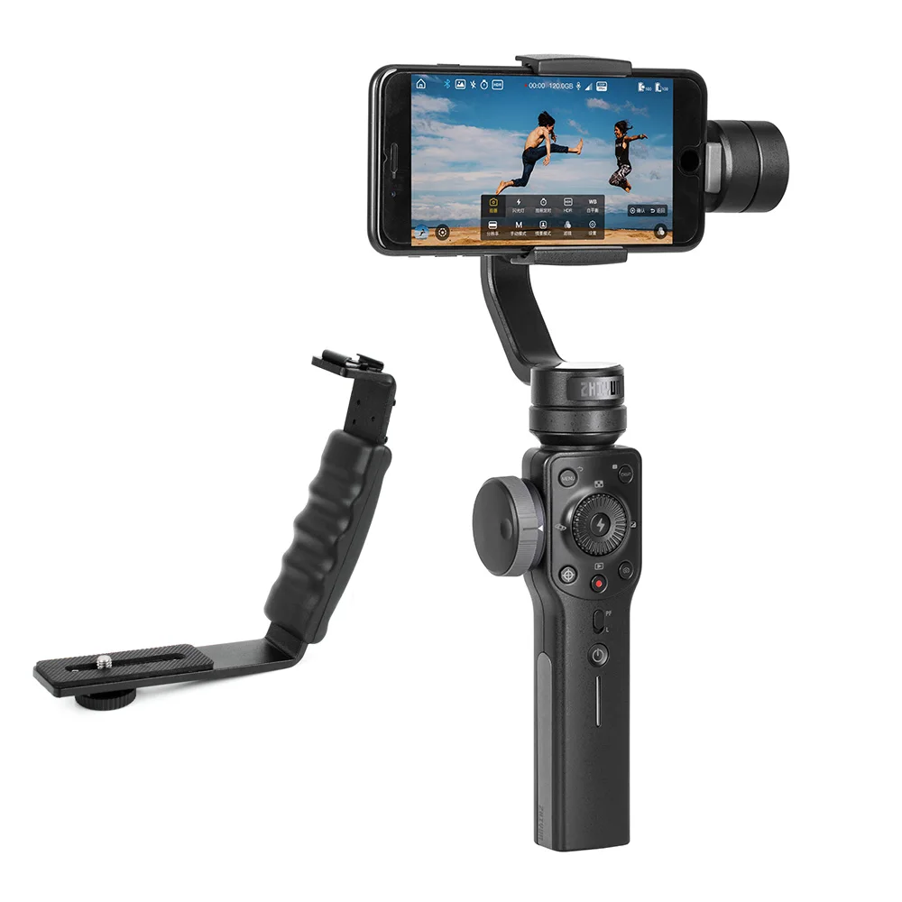Zhiyun Smooth 4 Карманный 3-осевой зумом ручной карданный стабилизатор для iPhone X 8P 8 samsung S9 S8 huawei P20 Xiaomi 6 - Цвет: Black with L Bracket