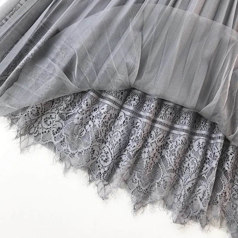 Fitaylor летняя кружевная Лоскутная фатиновая юбка женская элегантная с высокой