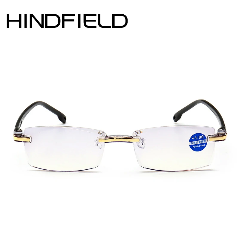 Hindfield Blu ray очки TR90 ультралегкие для чтения мужские без оправы + 100 400 O675|Мужские