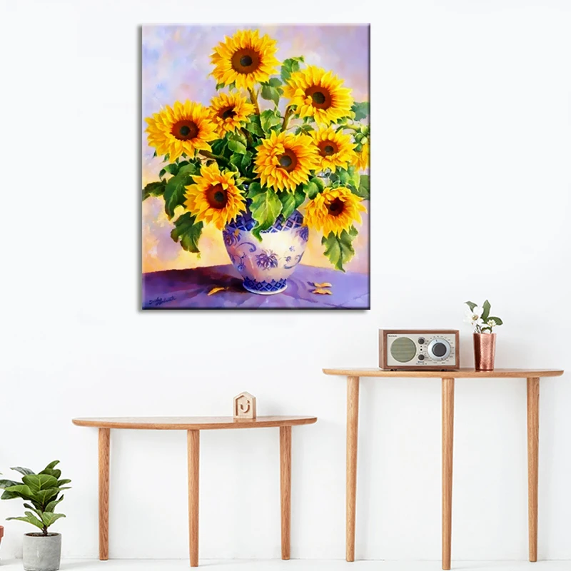 5D круглая Алмазная Картина Набор для вышивки крестиком картины подсолнуха