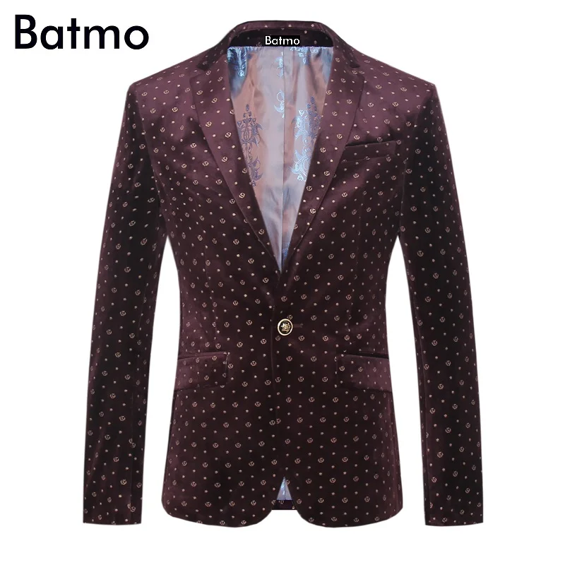 Batmo 2017 новое поступление итальянский стиль печатных бархат повседневные пиджак