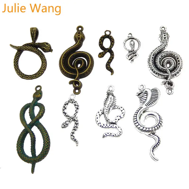 Julie Wang 9 шт. подвески в виде змеи сплав животные смешанные антикварные цвета