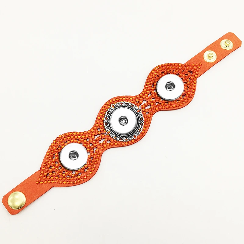 New 3 button Korean velvet crystal snap bracelet GJ5701 (fit 18mm 20mm snaps) | Украшения и аксессуары