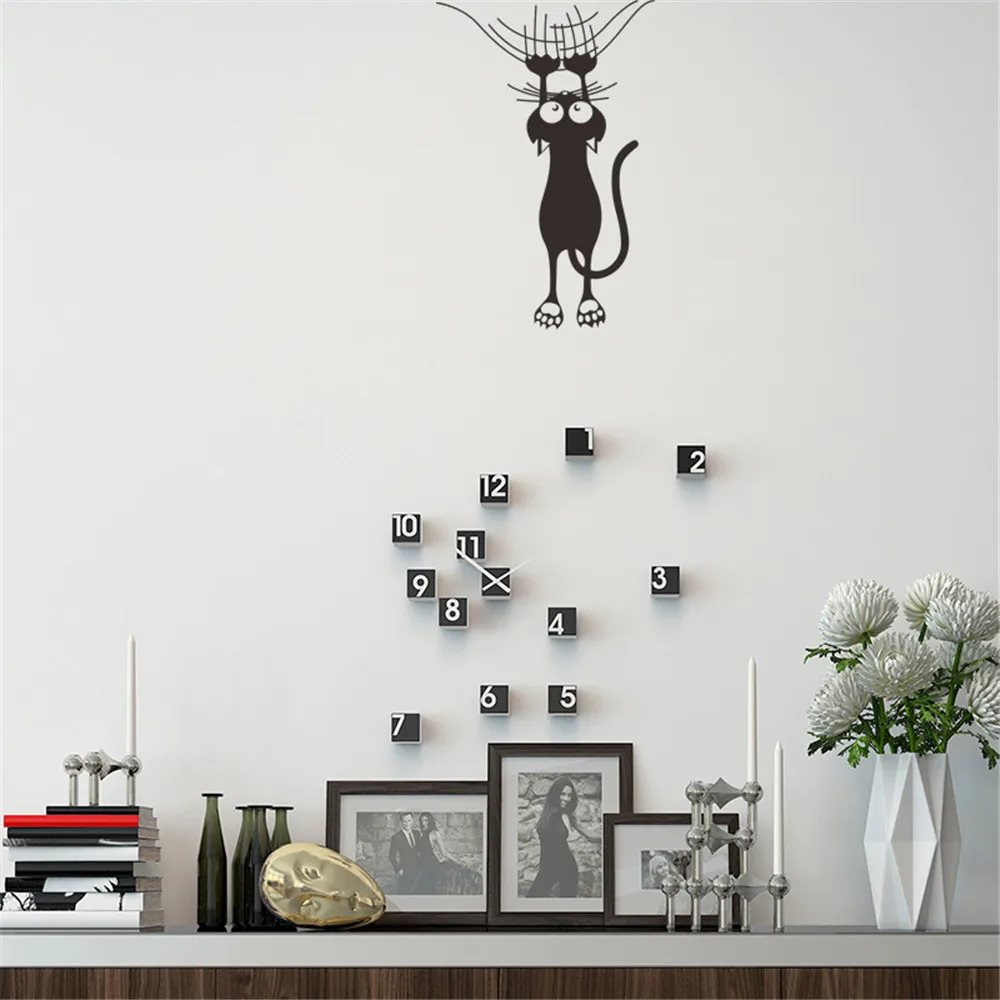 DIY Family Home Wall Stickers Black Cute Cats Sticker Removable Mural Decals Vinyl Art Room Decor cat decoration #S1123 | Дом и сад