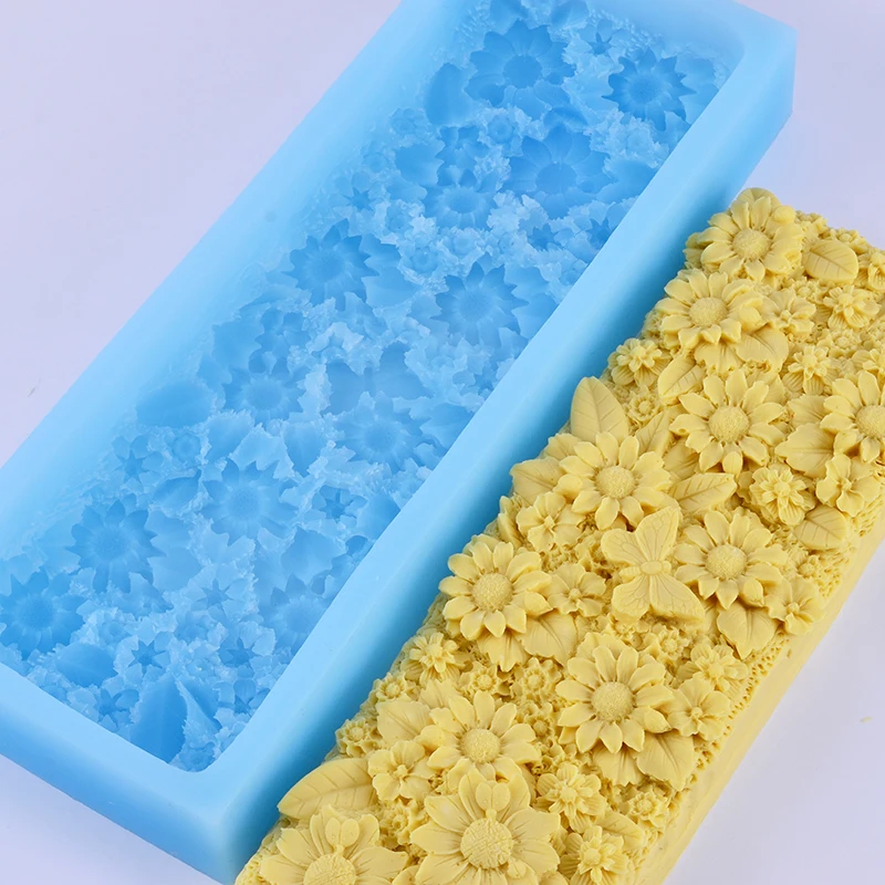 Плоская силиконовая форма для мыла с декоративными узорами на дне рукоделия