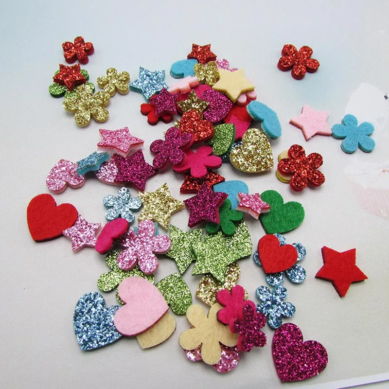 50pcs Small Glitter Patches Star Heart Flower Pattern Cute Patch Apparel Sewing Material For Headwear Garment Decorative | Дом и сад