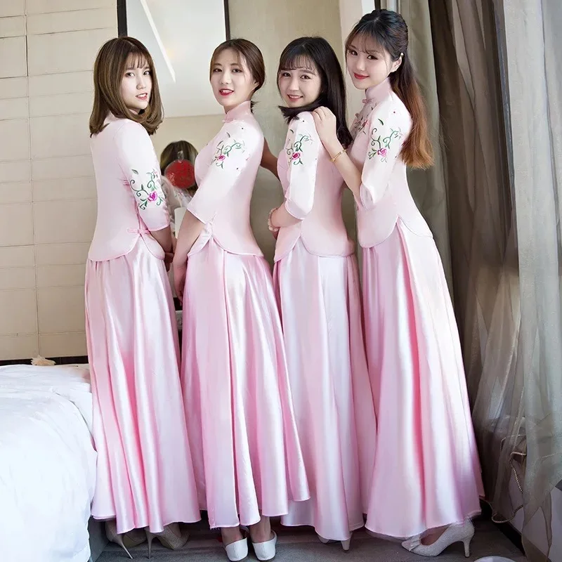 Винтажное свадебное платье подружки невесты Cheongsam современное традиционное в