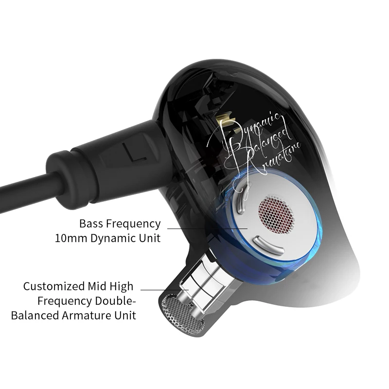 KZ ED16 наушники 2BA + 1DD арматура и динамическая гибридная гарнитура HiFi тяжелый бас