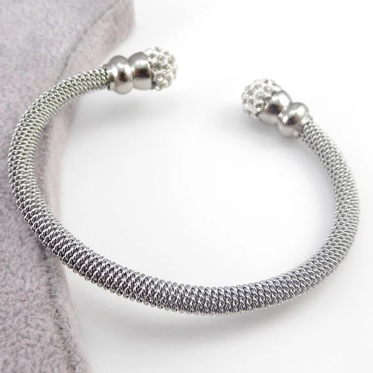 Модные ювелирные изделия из нержавеющей стали браслеты со стразами и шариками