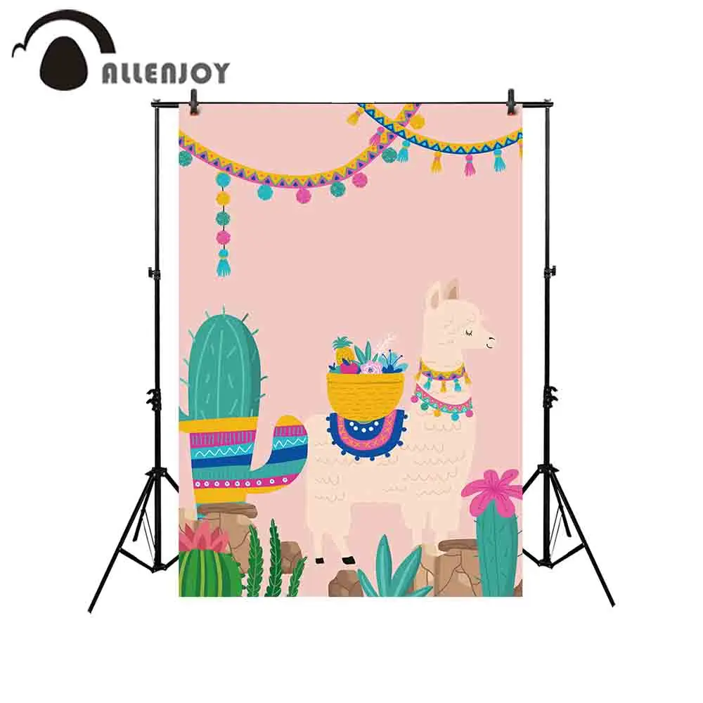 Allenjoy фон для фотосъемки кактус Вечеринка Альпака розовый мультфильм ребенок