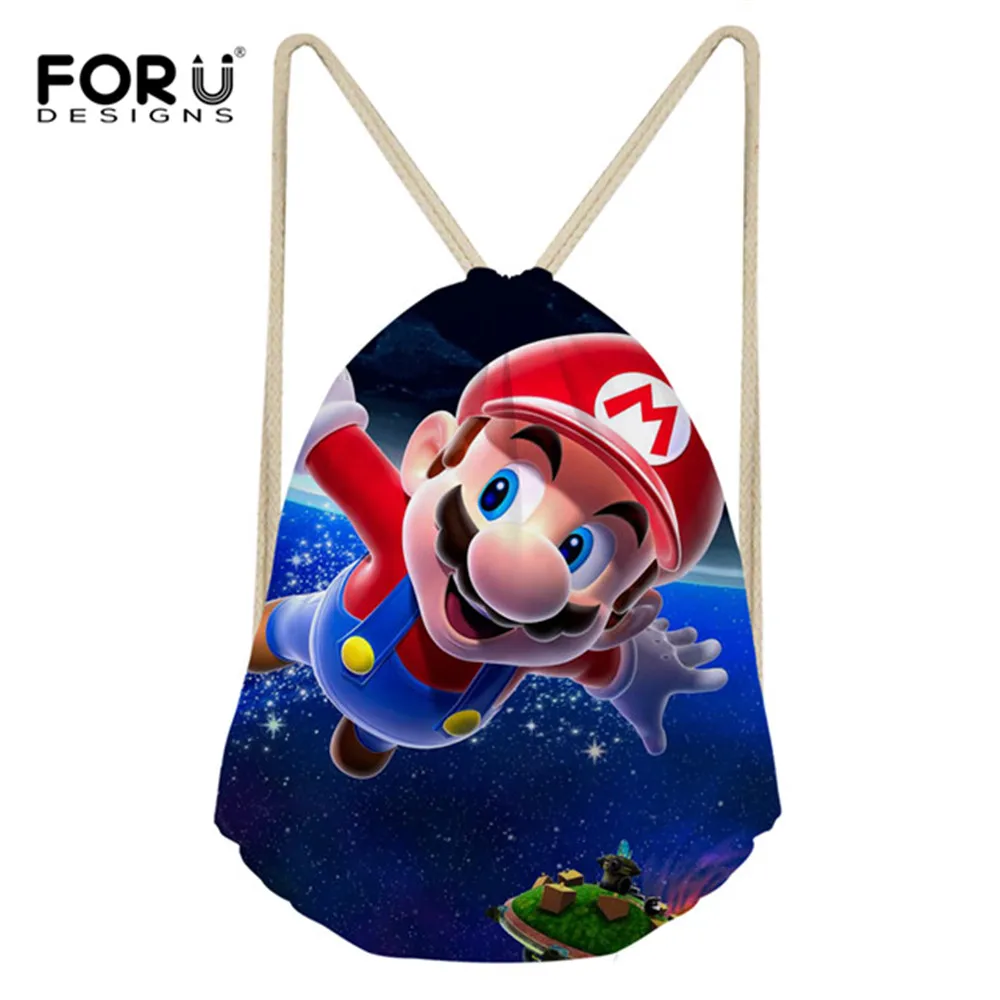FORUDESIGNS/ мультяшный маленький рюкзак с принтом Супер Марио для женщин и мальчиков; Повседневная Дорожная сумка на шнурке для детей; сумка для мальчиков-подростков - Color: HMB371Z3